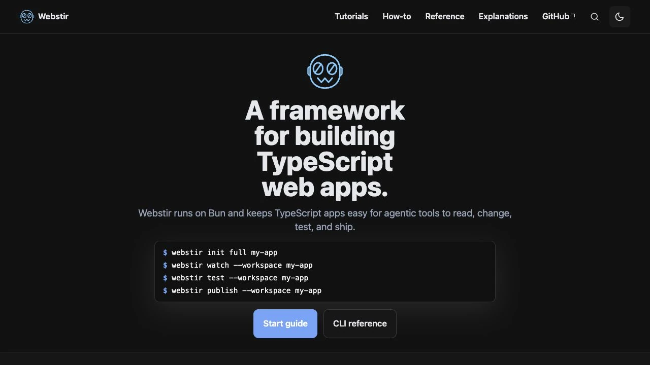 Webstir documentation and command workflow